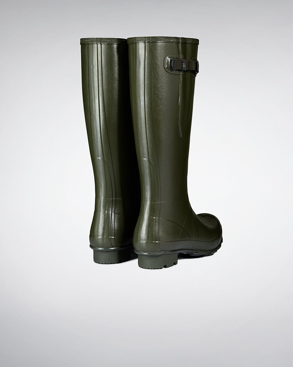 Mens Hunter Tall Rain Boots Dark Olive - Norris Field Side Adjustable Neoprene Lined - 9265380-HX